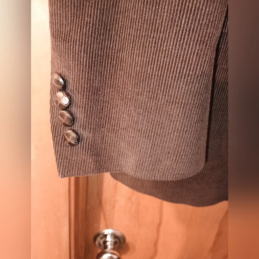 Dockers Blazer Mens 46R Corduroy Chocolate Brown Blazer Jacket Leather Buttons - Picture 3 of 13